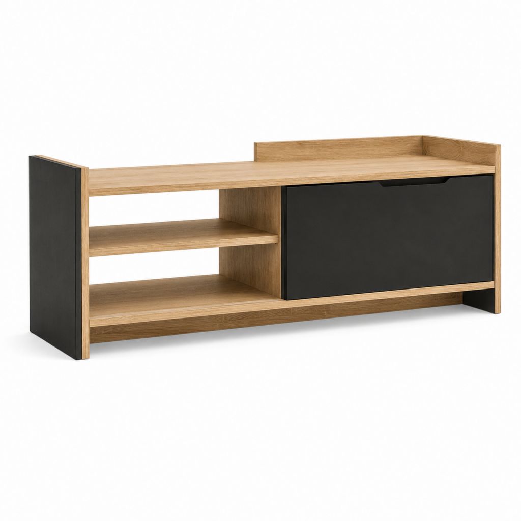 TV Lowboard Eicheoptik Schwarz Spanplatte Rechteckig 120 x 40 x 60 cm