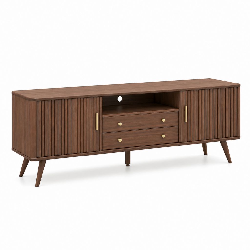 TV Lowboard Walnussbraun MDF mit Walnussfurnier 180 x 40 x 60 cm