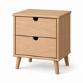 Nachttisch mit 2 Schubladen Natur Eiche Massivholz rechteckig 50 x 40 x 60 cm