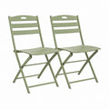 2er Set Klappstühle für Garten Olivgrün Pulverbeschichteter Stahl 82 x 43 x 45 cm