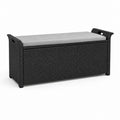 Gartenbank mit Stauraum schwarz PE-Rattan rechteckig 120 x 50 x 60 cm