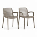 2er Set Gartenstühle Taupe aus PP Kunststoff mit Armlehnen 58 x 55 x 80 cm