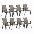 Gartenstühle 8er Set Anthrazit Schwarz Akazienholz Stahl Textilene 55 x 65 x 90 cm