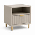 Nachttisch Beige aus lackiertem MDF mit Schublade und offenem Fach 45 x 40 x 60 cm