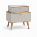 Nachttisch mit 2 Schubladen Beige MDF Eichenholz rechteckig 50 x 40 x 65 cm