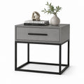Nachttisch mit Schublade Grau MDF Stahlgestell rechteckig 50 x 40 x 60 cm